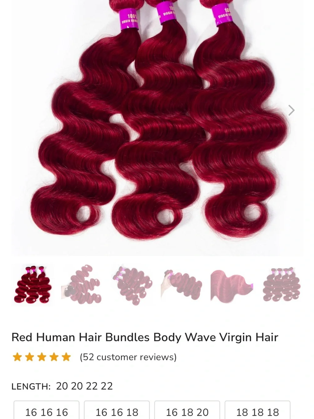Red Body Wave Virgin Human Hair Bundles - Vibrant Red